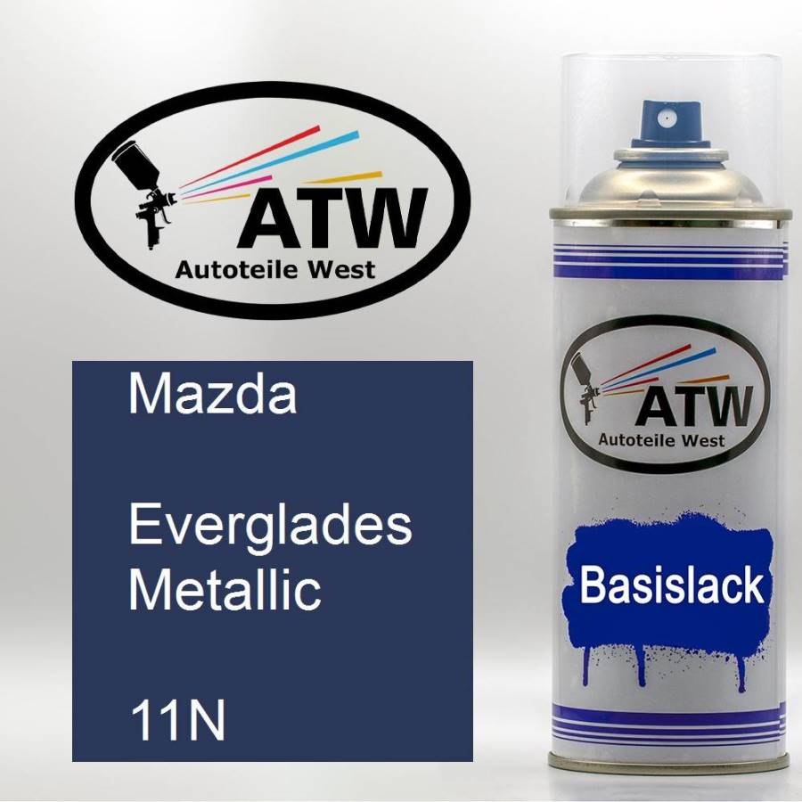 Mazda, Everglades Metallic, 11N: 400ml Sprühdose, von ATW Autoteile West.
